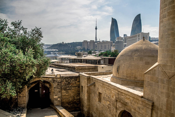 Eski Şehir, Bakü, Azerbaycan. -15-yüzyıl Sarayı Şirvanşahlar Sarayı.  - Fotoğraf, Görsel