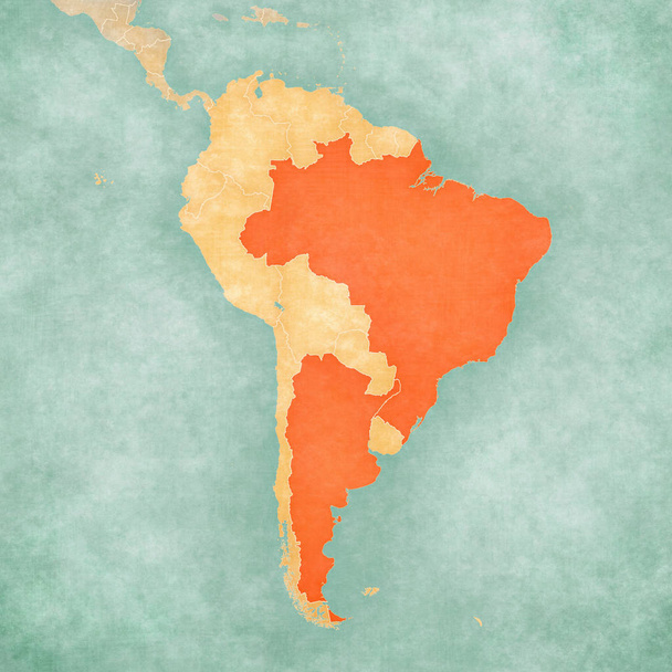 Map of South America - Brazil and Argentina - Photo, Image