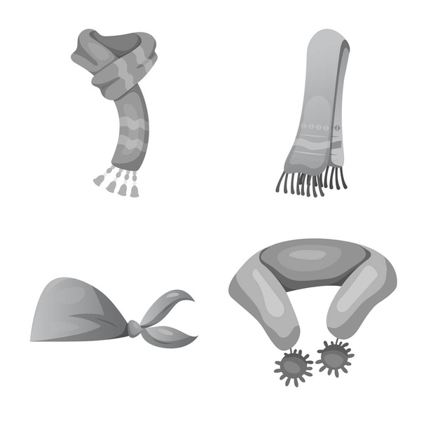Illustrazione vettoriale dell'icona sciarpa e scialle. Set di sciarpa e accessorio stock symbol per web
. - Vettoriali, immagini