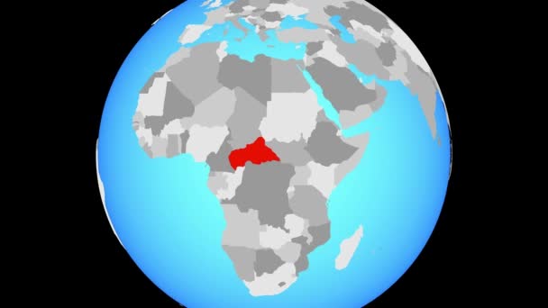 Zoom naar Centraal-Afrika op blauwe politieke wereldbol. 3D illustratie. - Video