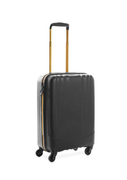 Black suitcase for travelling on white background - Φωτογραφία, εικόνα
