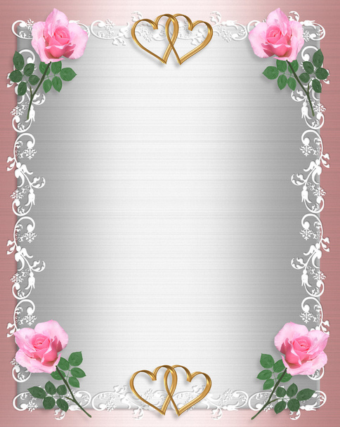 Wedding Invitation Pink Satin roses - Photo, Image
