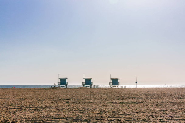 Lifeguard Houses on Venice Beach, in Los Angeles, USA - Photo, Image