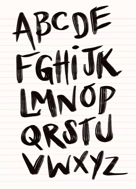 Brushpen comic lettering font. Vector alphabet. - Vector, Image