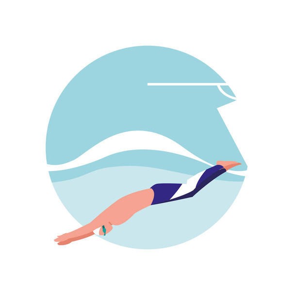 człowieka, ćwiczenia pływanie avatar znaków - Wektor, obraz