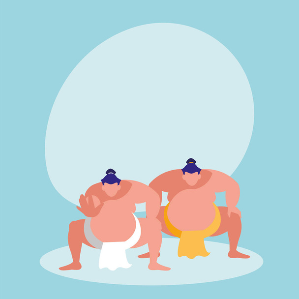 men practicing sumo avatar character - Vector, Image