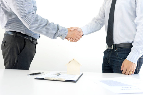 Business man handshake for sucess agreement insurance car house contact - Photo, Image