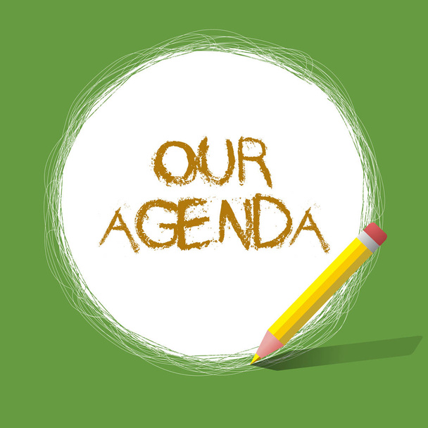 Texto de caligrafia Nossa Agenda. Conceito significado Agenda pessoal lembretes método processo calendário organização
 - Foto, Imagem