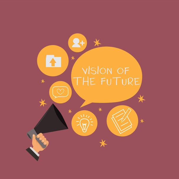 Text sign showing Vision Of The Future. Conceptual photo Seeing something Ahead a Clear Guide of Action - Photo, Image