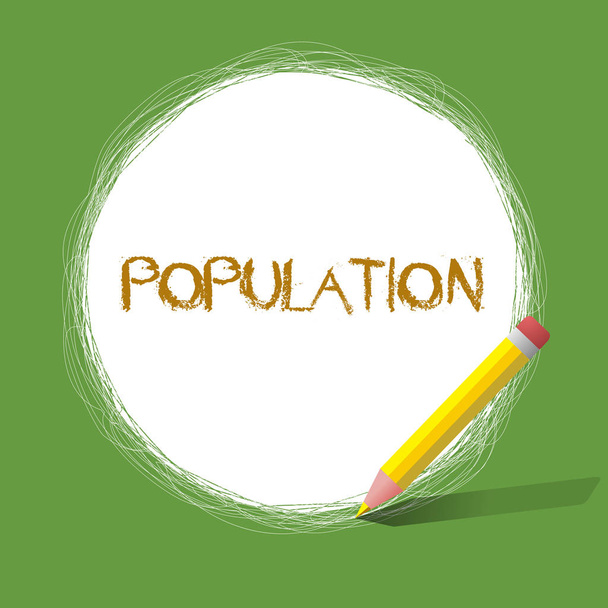 Tekst pisma populacji. Koncepcję co oznacza wszystkich mieszkańców danego miejsca osób gęstość - Zdjęcie, obraz