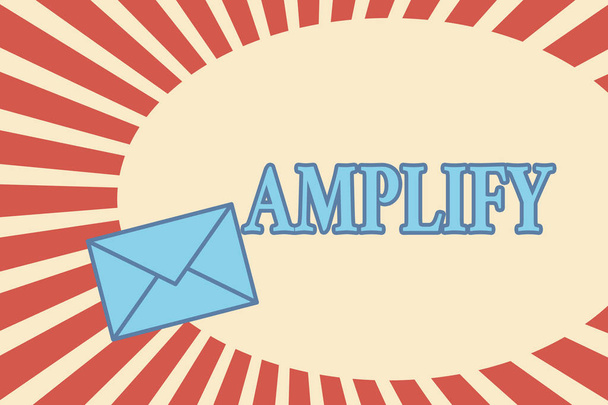 Χειρόγραφου κειμένου Amplify. Έννοια σημαίνει ότι κάνετε κάτι μεγαλύτερο και πιο δυνατά αυξάνουν την ένταση ήχου με ενισχυτή - Φωτογραφία, εικόνα
