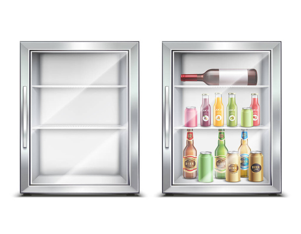 ミニバー冷蔵庫セット - ベクター画像