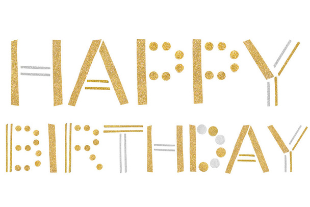 Happy birthday text paper cut on white background - isolated - Foto, Imagem