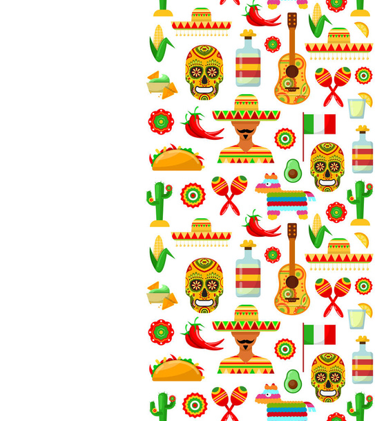Wzór z tradycyjnych meksykańskich atrybuty na białym tle - Wektor, obraz