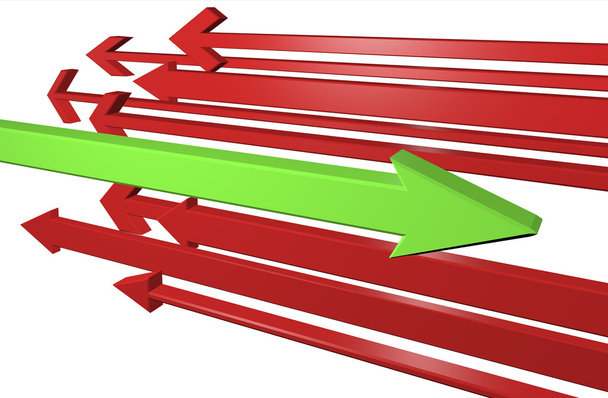 Red and green arrows 3D illustration - Foto, immagini