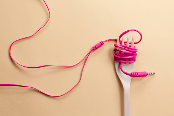 The Headphone songs as food. Musical concept. - Foto, Imagem