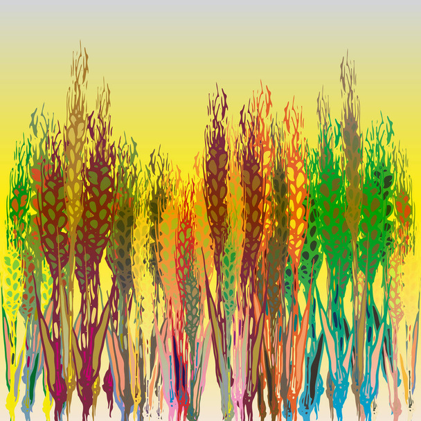 Field harvest of spikelets on the gradient background. - Vector, Image