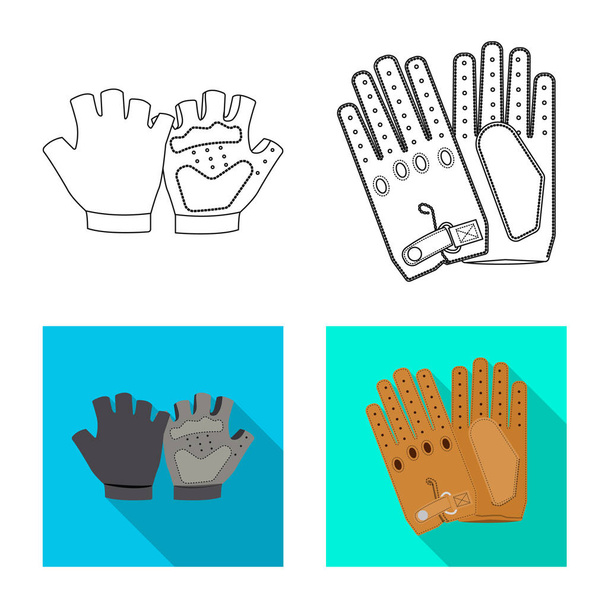 Vector illustration of glove and winter logo. Set of glove and equipment stock symbol for web. - Vetor, Imagem