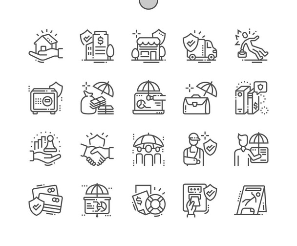 Business Insurance Well-crafted Pixel Perfect Vector Thin Line Icons 30 2x Grid for Web Graphics and Apps.  - Vector, Image