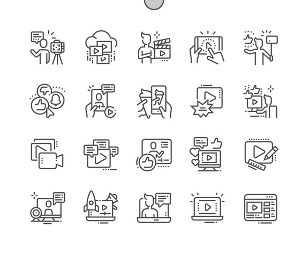 Video Blogging Pixel Perfect Vector Thin Line Iconos 30 2x Grid for Web Graphics and Apps
. - Vector, Imagen