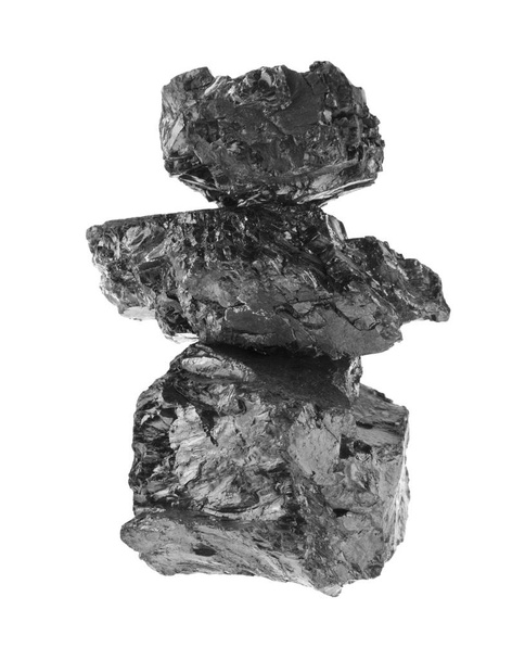 Pile de charbon isolé sur fond blanc - Photo, image