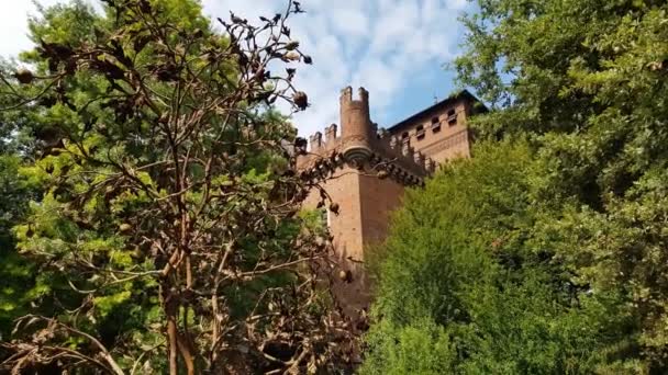 Park in a medieval village in Turin, Italy - Footage, Video