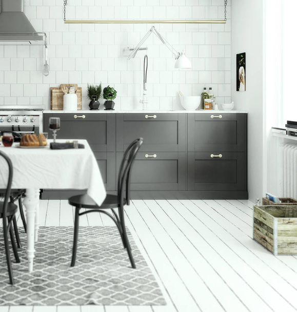 Arranjo da cozinha (detalhe) - visualização 3d
 - Foto, Imagem