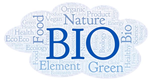Bio word cloud. Wordcloud made with text only. - Photo, Image