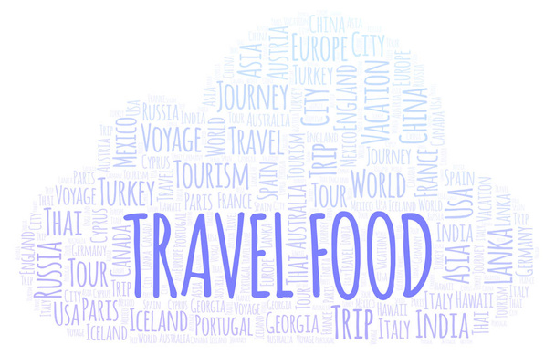 Travel Food word cloud. Wordcloud made with text only. - Photo, Image