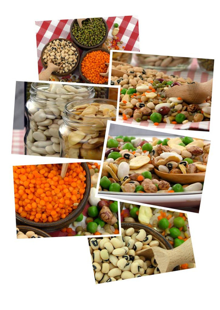 豆類自然原料食品コラージュ - 写真・画像