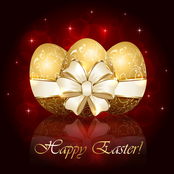 Decorative Easter eggs and bow - Вектор,изображение