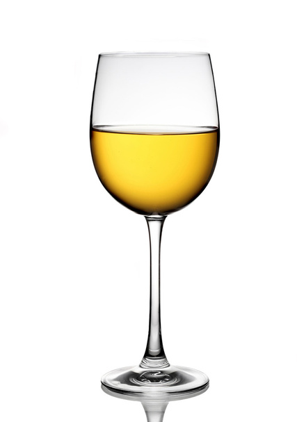 White wine in glass. Isolated on white background - Фото, изображение