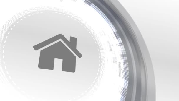 huis huis pictogramachtergrond animatie witte elementen van de digitale technologie - Video