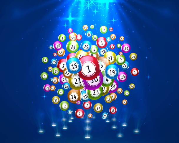 lottery game, balls with numbers - Vektor, Bild