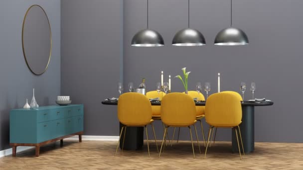 Modern retro-style dining room - Footage, Video