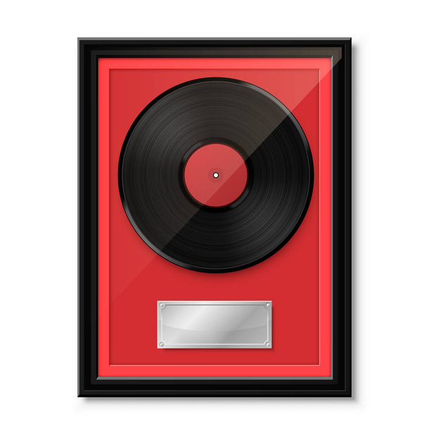 Hit vinyl in frame on wall, Collection disc - Вектор,изображение
