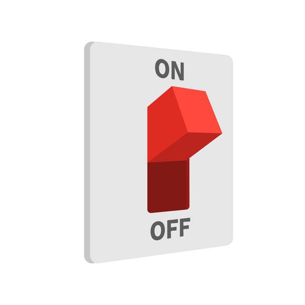 Electric switch turned on, flat style, isolated on white background. - Vector, Imagen