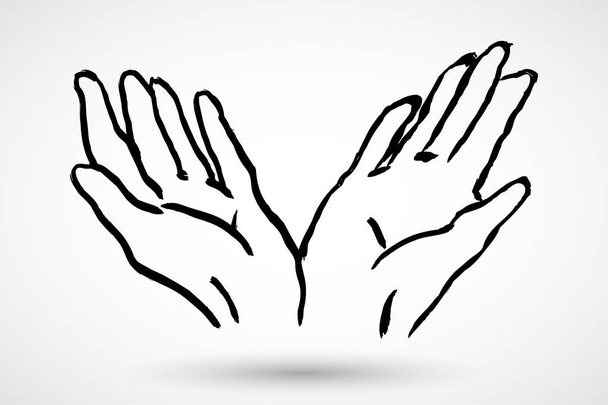 Δύο χέρια, σε στυλ grunge που απομονώνονται σε λευκό φόντο - Διάνυσμα, εικόνα