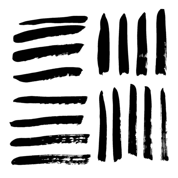 schwarze Pinselstriche isoliert auf weißem Hintergrund - Vektor, Bild