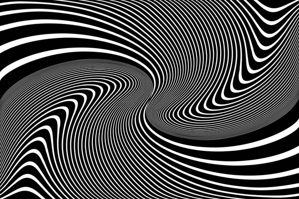 Abstract op art design. Illusion of whirl movement. Wavy lines texture. Vector illustration. - Vector, Image