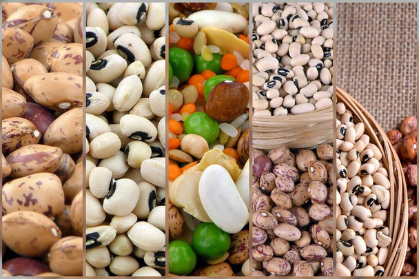 豆類自然原料食品コラージュ - 写真・画像