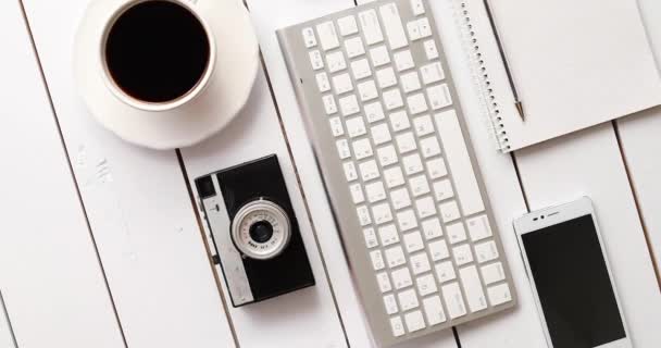 Gadgets and cup of coffee - Footage, Video