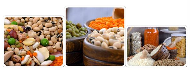 Legumes Natural Raw Mix Food Collage - Photo, Image