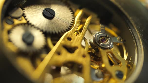 Close up of an internal clock mechanism - Footage, Video