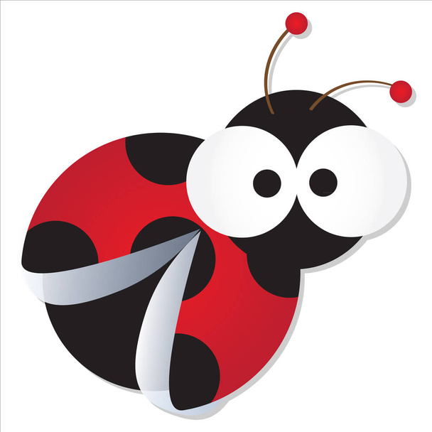 Cute Ladybug with big googly eyes cartoon vector illustration - Vector, Image