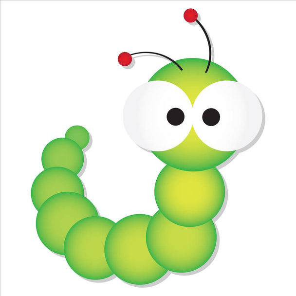 Cute worm with big googly eyes cartoon vector illustration - Vector, Image