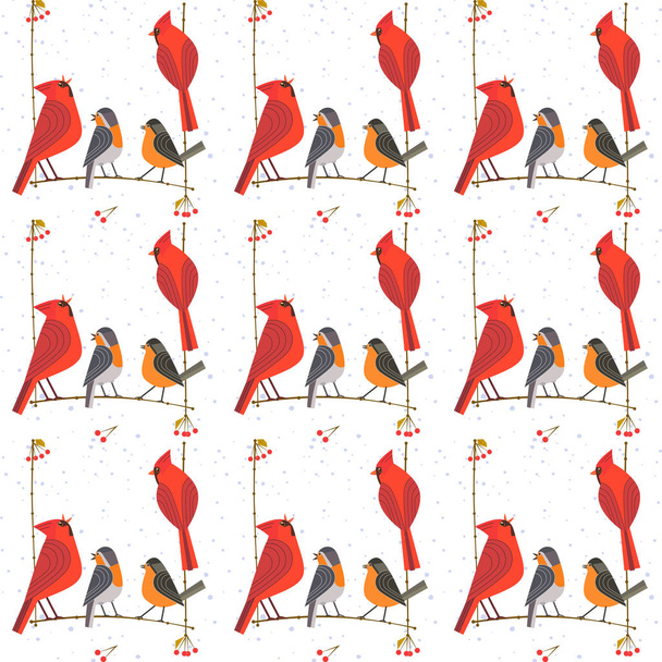 Rocking birds pattern - Вектор,изображение