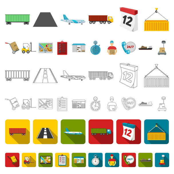 Logistics service cartoon icons in set collection for design. Logistics and equipment vector symbol stock web illustration. - Вектор, зображення
