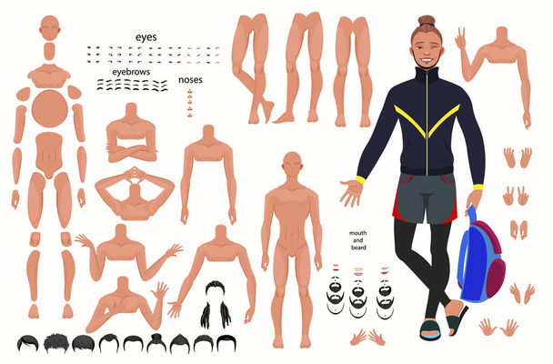 personajes establecidos para la animación. partes del cuerpo
 - Vector, imagen