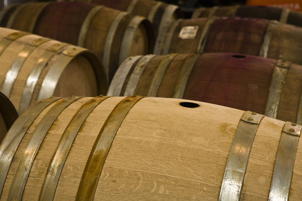 Wine Barrels In Storage - Фото, зображення